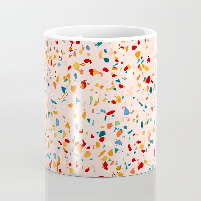 Blush Terrazzo | Pink Eclectic Speckles | Abstract Confetti Painting | Chic Bohemian Illustration Coffee Mug Gallery Image 4