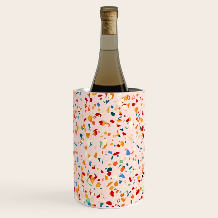 Blush Terrazzo | Pink Eclectic Speckles | Abstract Confetti Painting | Chic Bohemian Illustration Wine Chiller Gallery Image 1