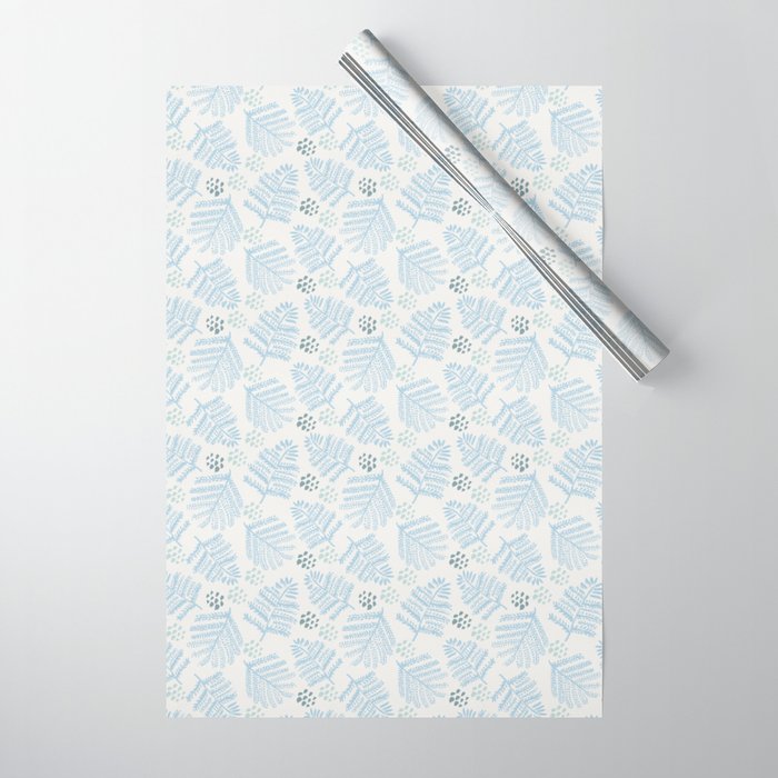 Winter & Woodsy Pine Trees in White & Blue Wrapping Paper Gallery Image 1