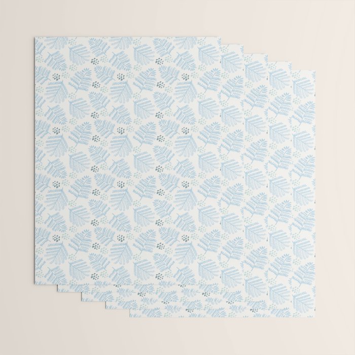 Winter & Woodsy Pine Trees in White & Blue Wrapping Paper Gallery Image 3