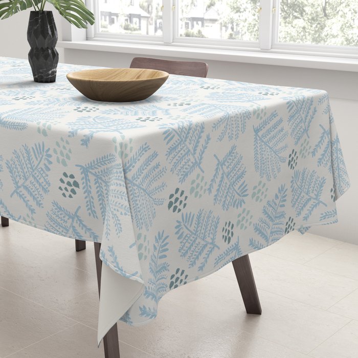 Winter & Woodsy Pine Trees in White & Blue Tablecloth Gallery Image 3