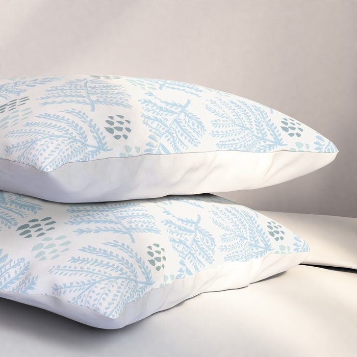 Winter & Woodsy Pine Trees in White & Blue Pillow Sham Gallery Image 3