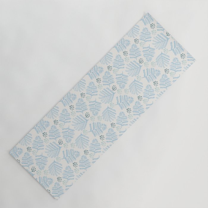 Winter & Woodsy Pine Trees in White & Blue Yoga Mat Gallery Image 1