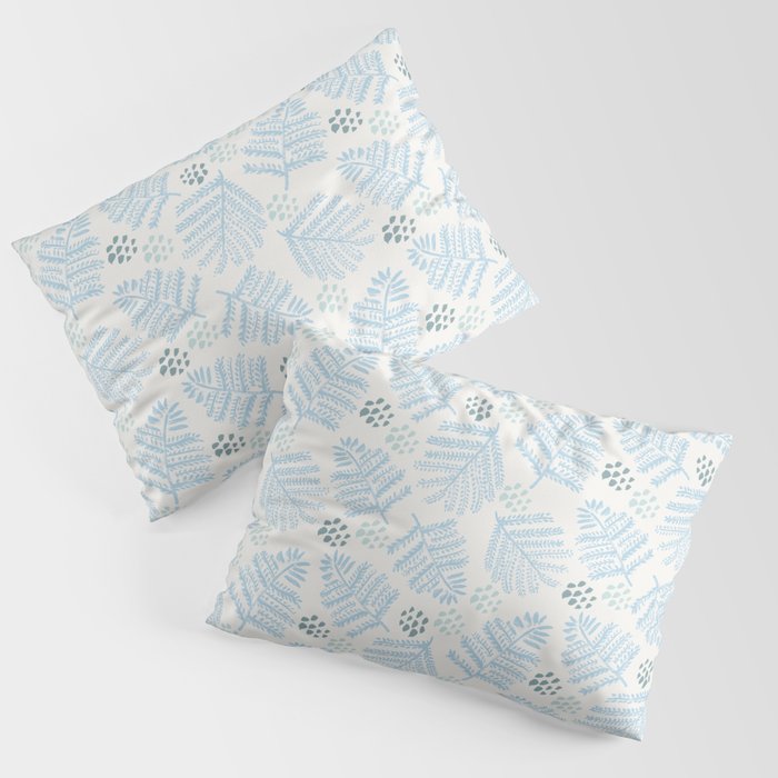 Winter & Woodsy Pine Trees in White & Blue Pillow Sham Gallery Image 1