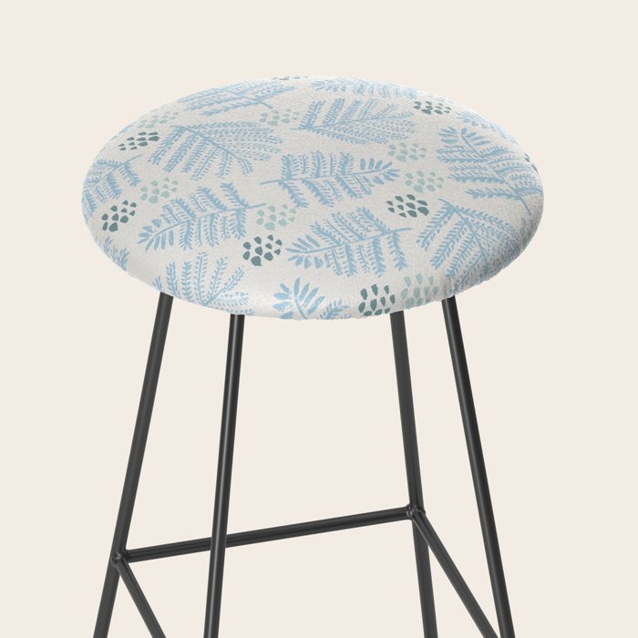 Winter & Woodsy Pine Trees in White & Blue Stool Gallery Image 2