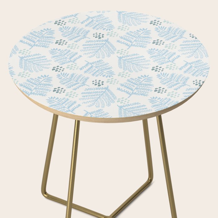 Winter & Woodsy Pine Trees in White & Blue Side Table Gallery Image 2
