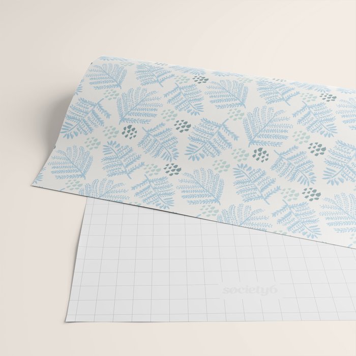Winter & Woodsy Pine Trees in White & Blue Wrapping Paper Gallery Image 2