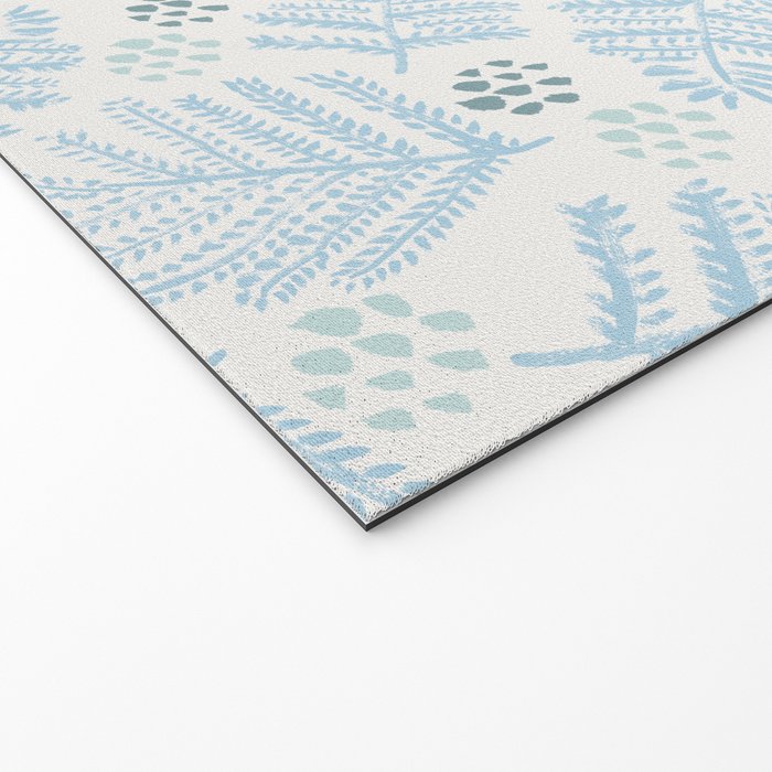 Winter & Woodsy Pine Trees in White & Blue Welcome Mat Gallery Image 2