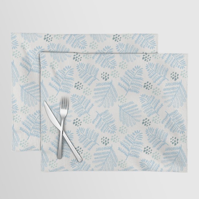 Winter & Woodsy Pine Trees in White & Blue Placemat Gallery Image 1