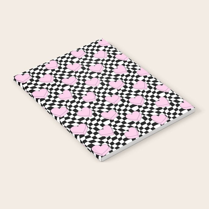 Pink love heart candy checkered pattern Notebook Gallery Image 2