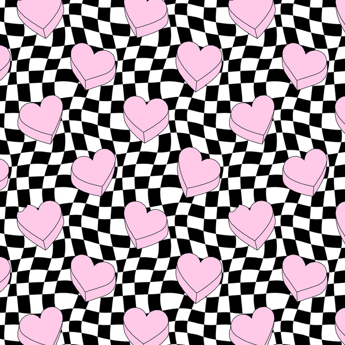 Pink love heart candy checkered pattern Coffee Mug Gallery Image 2