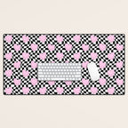 Pink love heart candy checkered pattern Desk Mat Gallery Image 1