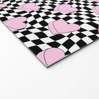 Pink love heart candy checkered pattern Welcome Mat Gallery Image 2