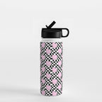 Pink love heart candy checkered pattern Water Bottle Gallery Image 1