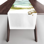 Forest green teal blue watercolor hand painted landscape Table Runner Gallery Image 1