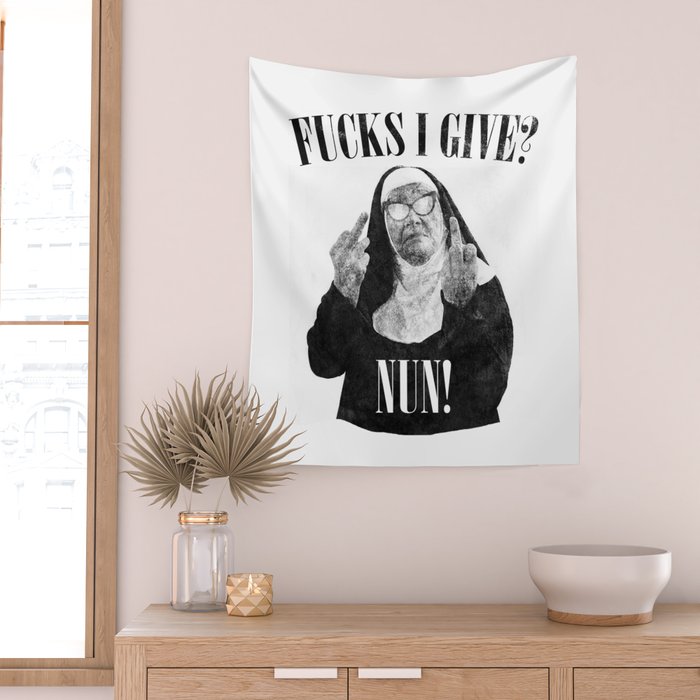 Funny Fucks I Give, Nun Saying Wall Tapestry Gallery Image 2