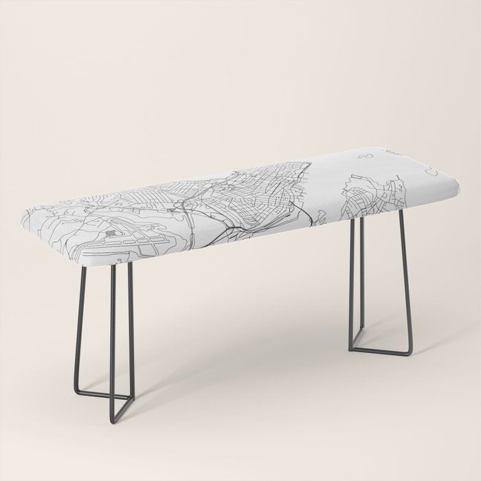 Portland Maine White Map Bench Gallery Image 1