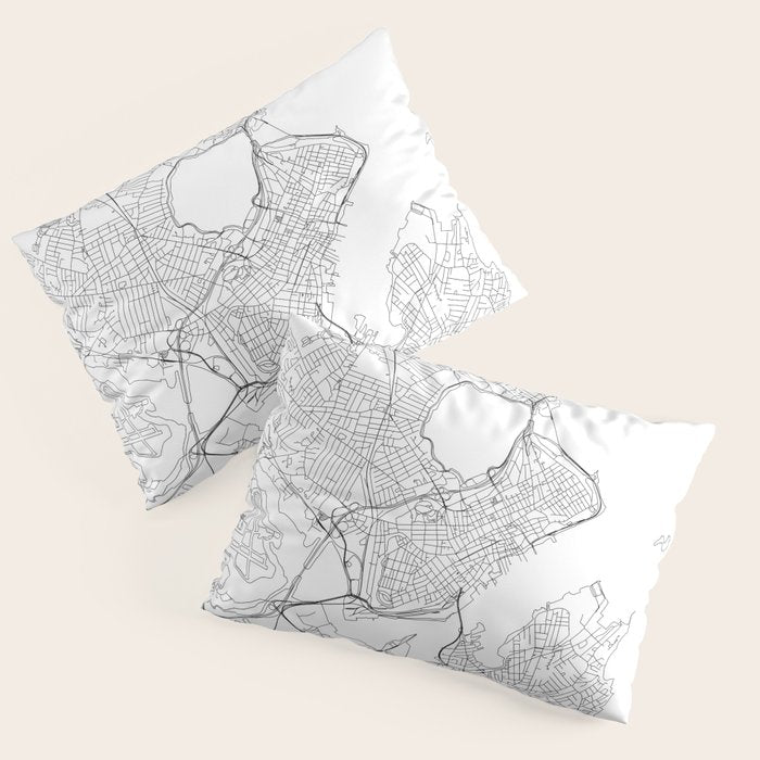 Portland Maine White Map Pillow Sham Gallery Image 3