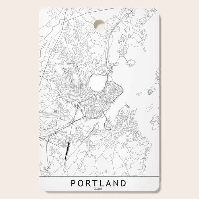 Portland Maine White Map Cutting Board Gallery Image 1