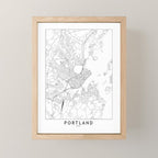 Portland Maine White Map Mini Art Print Gallery Image 1