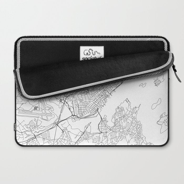 Portland Maine White Map Laptop Sleeve Gallery Image 2
