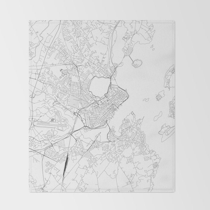 Portland Maine White Map Throw Blanket Gallery Image 2
