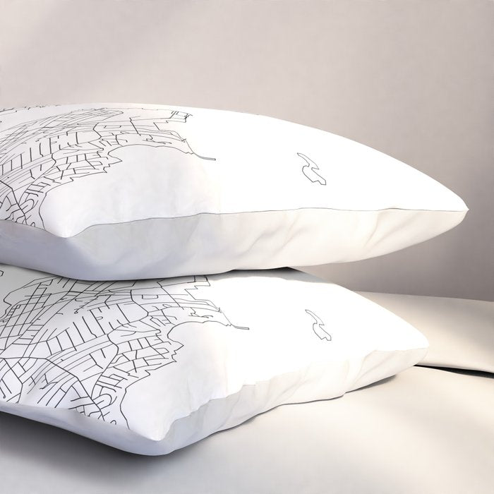 Portland Maine White Map Pillow Sham Gallery Image 3