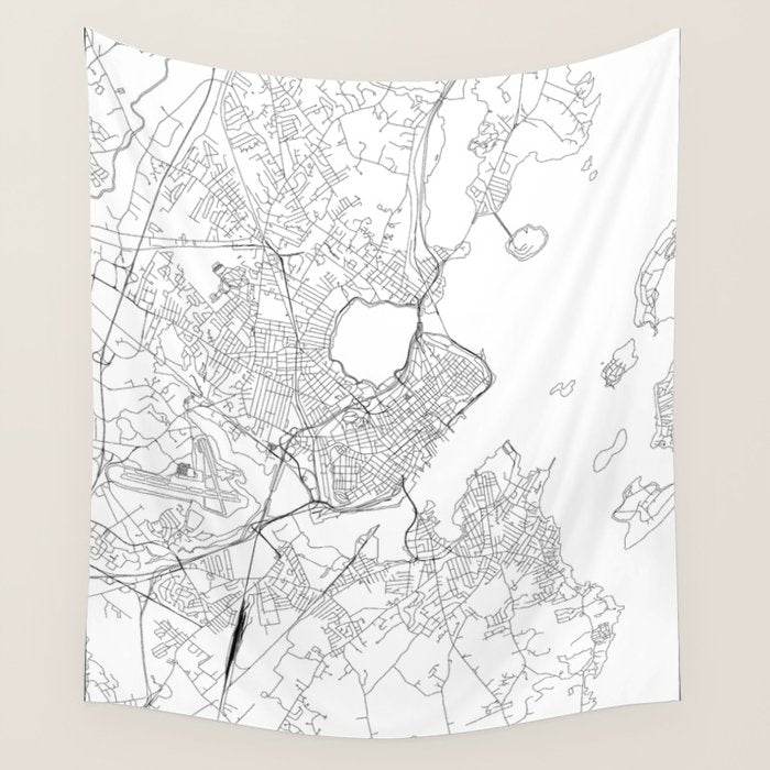 Portland Maine White Map Wall Tapestry Gallery Image 4