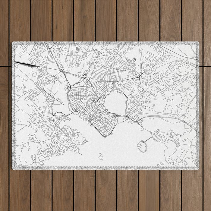 Portland Maine White Map Outdoor Rug Gallery Image 1