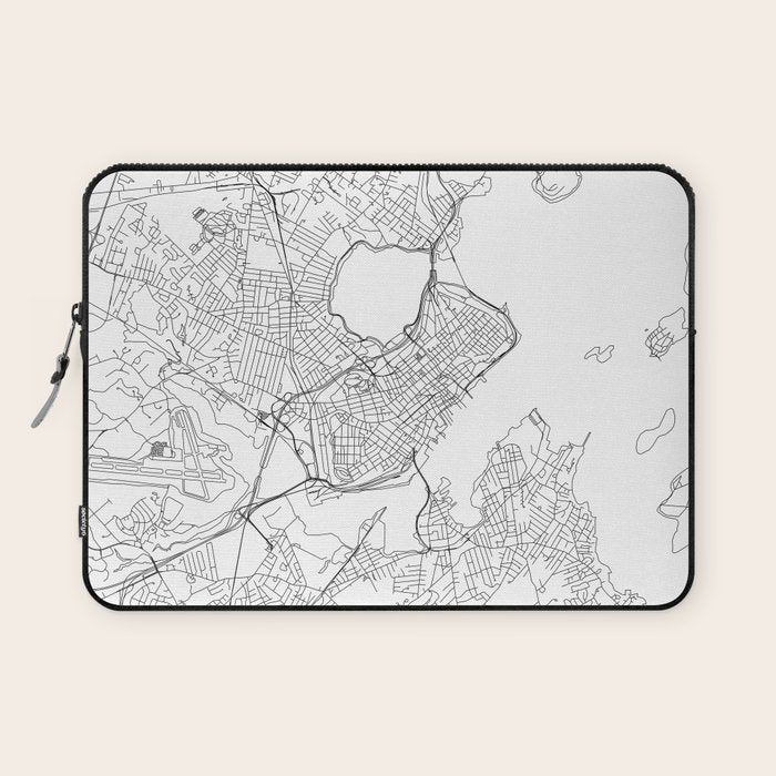 Portland Maine White Map Laptop Sleeve Gallery Image 1