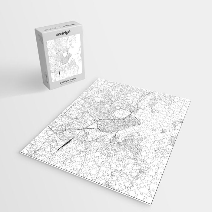 Portland Maine White Map Jigsaw Puzzle Gallery Image 2