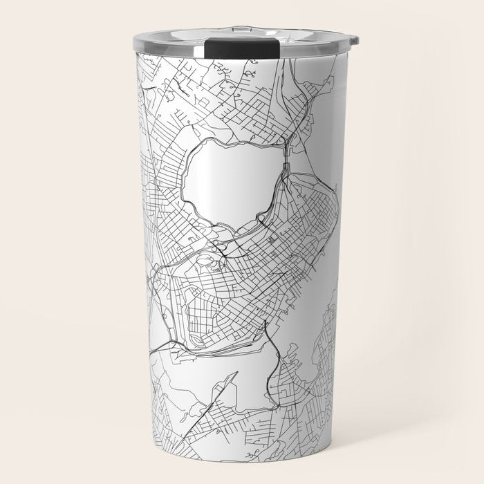 Portland Maine White Map Travel Mug Gallery Image 1