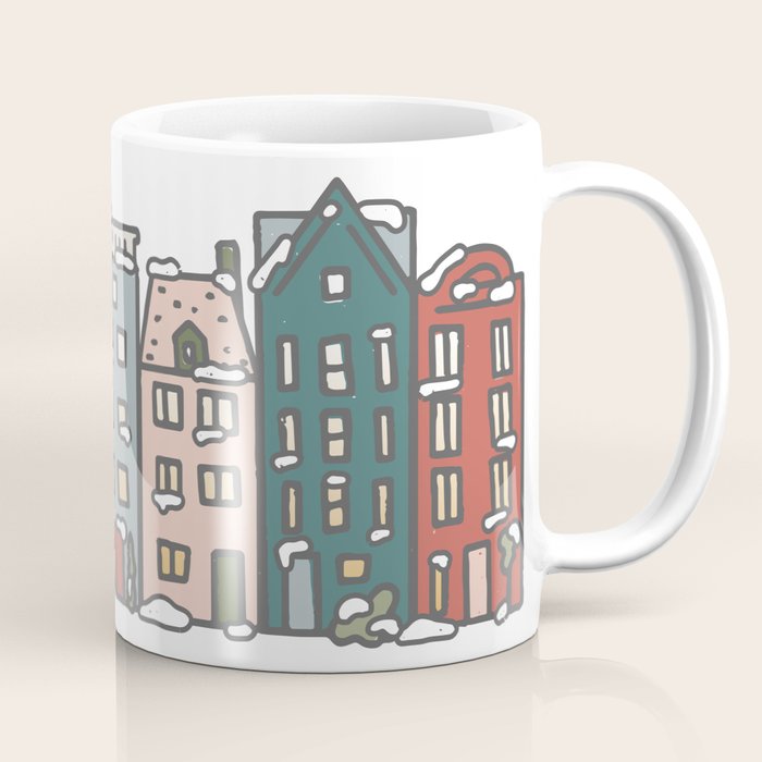 Snow Capped Row Houses Coffee Mug Gallery Image 1