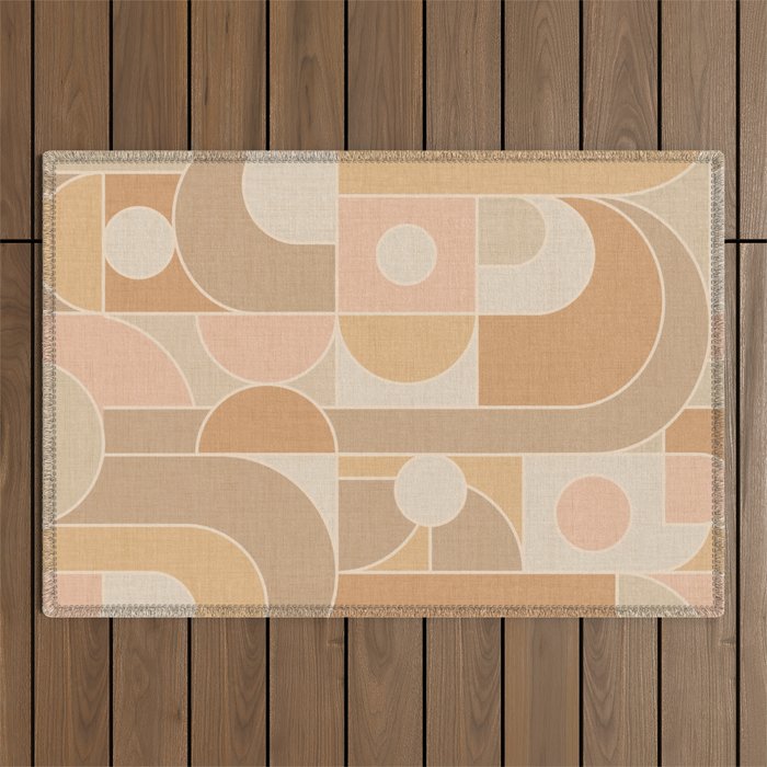 Abstract Bauhaus Shapes - Neutral Colors Outdoor Rug Gallery Image 1