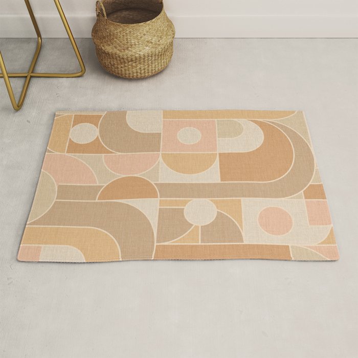 Abstract Bauhaus Shapes - Neutral Colors Rug Gallery Image 1
