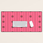 Daisy Stripes Eclectic Cottage Pattern Pink and Brown Desk Mat Gallery Image 1