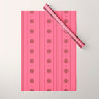 Daisy Stripes Eclectic Cottage Pattern Pink and Brown Wrapping Paper Gallery Image 1