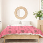 Daisy Stripes Eclectic Cottage Pattern Pink and Brown Duvet Cover Gallery Image 3