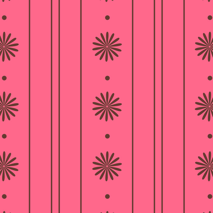 Daisy Stripes Eclectic Cottage Pattern Pink and Brown Coffee Mug Gallery Image 2