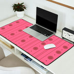 Daisy Stripes Eclectic Cottage Pattern Pink and Brown Desk Mat Gallery Image 2