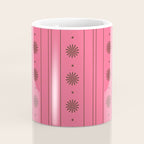 Daisy Stripes Eclectic Cottage Pattern Pink and Brown Coffee Mug Gallery Image 4