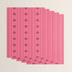 Daisy Stripes Eclectic Cottage Pattern Pink and Brown Wrapping Paper Gallery Image 3