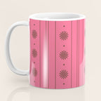 Daisy Stripes Eclectic Cottage Pattern Pink and Brown Coffee Mug Gallery Image 3