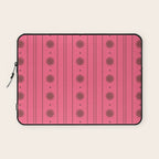 Daisy Stripes Eclectic Cottage Pattern Pink and Brown Laptop Sleeve Gallery Image 1
