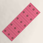 Daisy Stripes Eclectic Cottage Pattern Pink and Brown Yoga Mat Gallery Image 1
