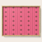 Daisy Stripes Eclectic Cottage Pattern Pink and Brown Serving Tray Gallery Image 1
