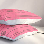Daisy Stripes Eclectic Cottage Pattern Pink and Brown Pillow Sham Gallery Image 3