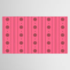 Daisy Stripes Eclectic Cottage Pattern Pink and Brown Tablecloth Gallery Image 2