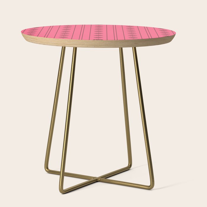 Daisy Stripes Eclectic Cottage Pattern Pink and Brown Side Table Gallery Image 1