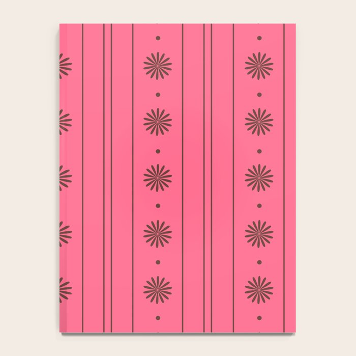 Daisy Stripes Eclectic Cottage Pattern Pink and Brown Notebook Gallery Image 4